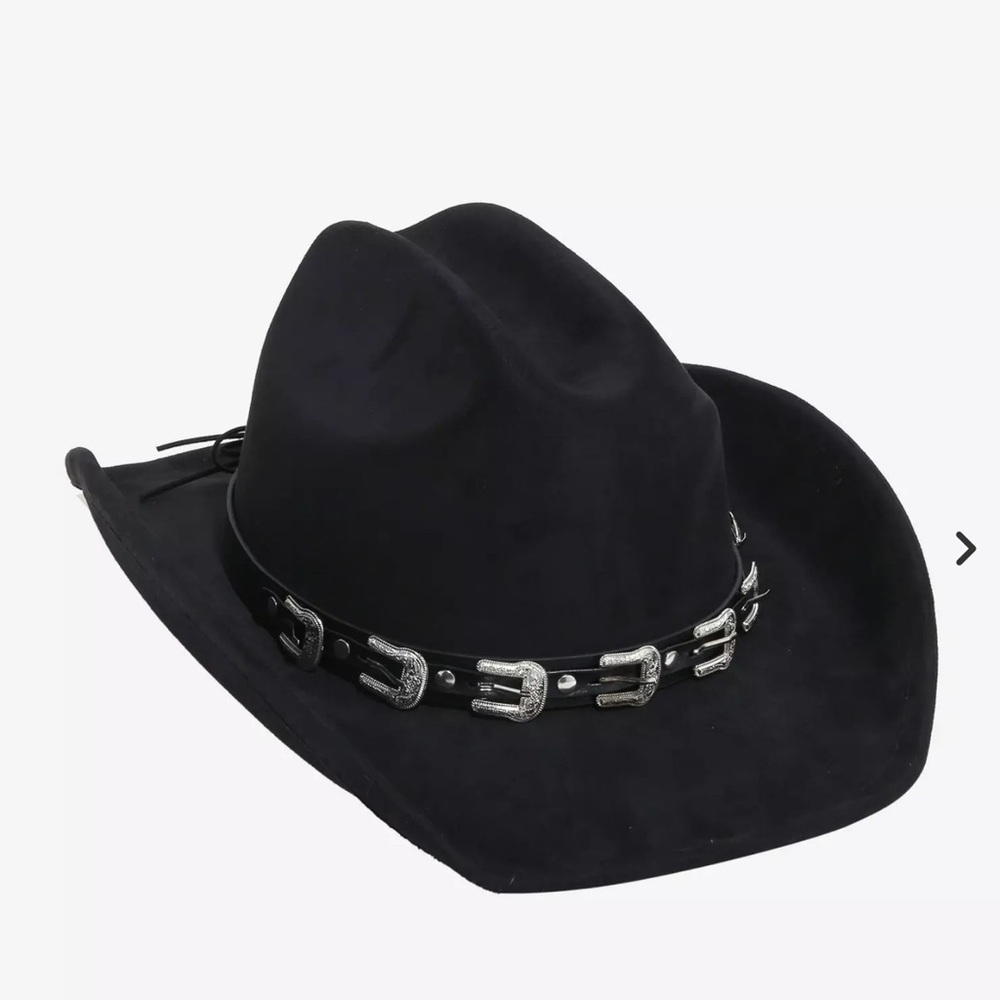 Hot Topic Black Cowboy Hat with Silver Accents